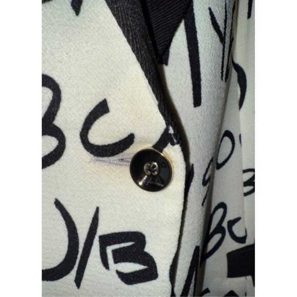 NWT A.Z.I Black & White Bold Letter Single Button Blazer Size XL - Picture 4 of 11